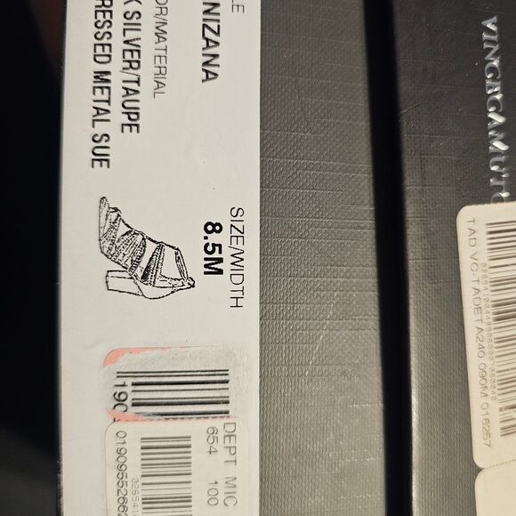 Vince Camuto Silver Suede Strappy Block Heels - Picture 8 of 8